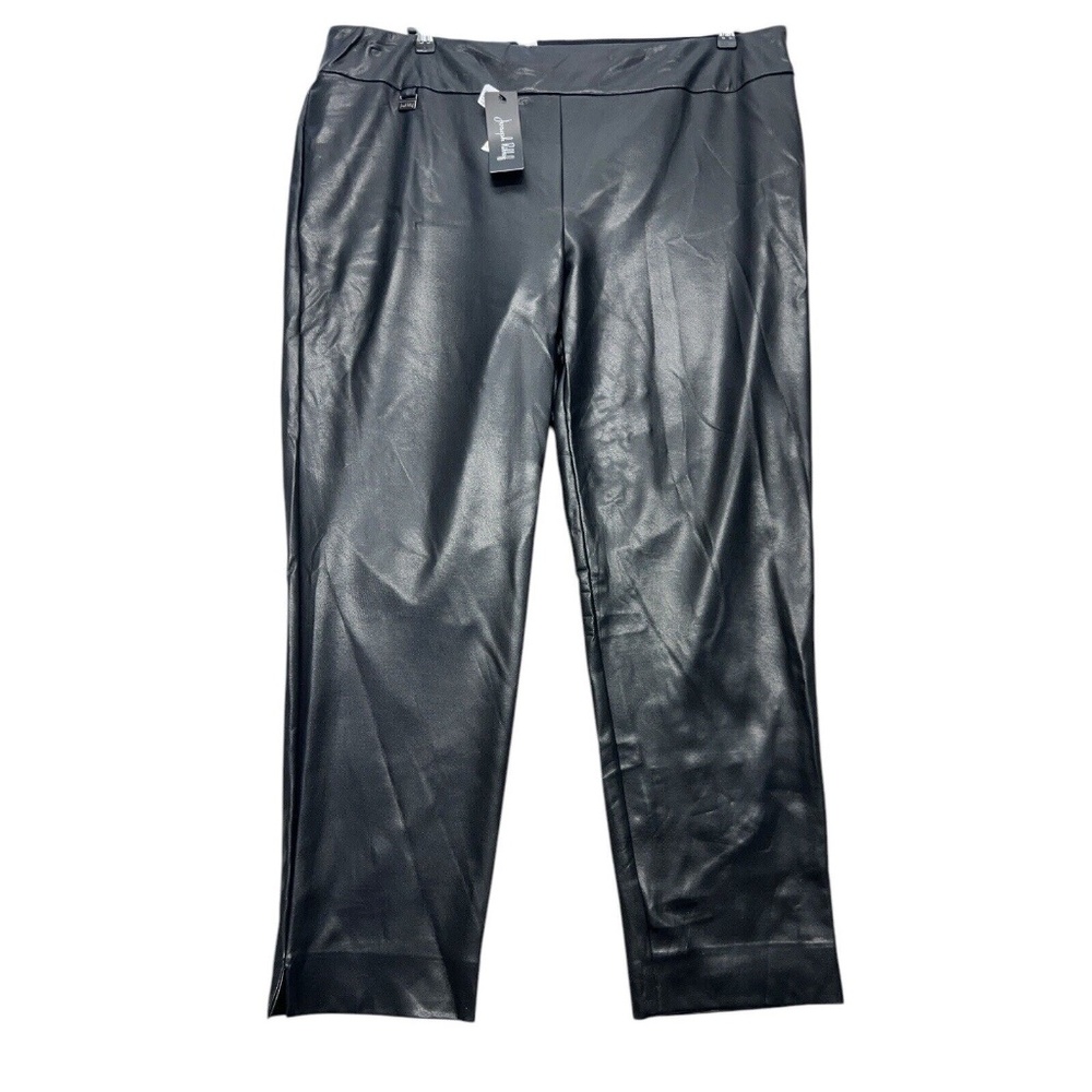 Joseph Ribkoff Pants Womens 22 Black Faux Leather Pull‎ On Elastic Waist Career